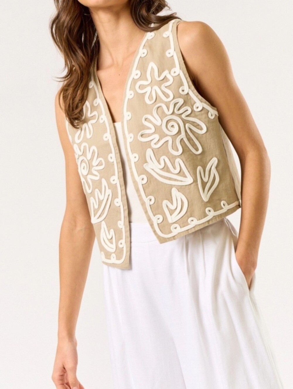 #104184 🛑S,M,L Boho Cord Embroidered Vest